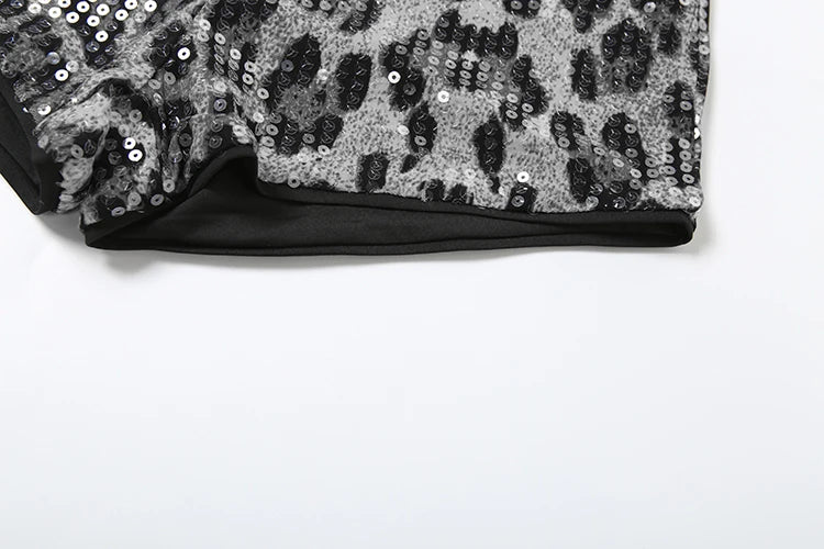 Weird Puss Leopard Print Mini Shorts Women Sequins Patchwork Wild Skinny Stretch Streetwear Autumn Midnight Sexy Trend Buttoms