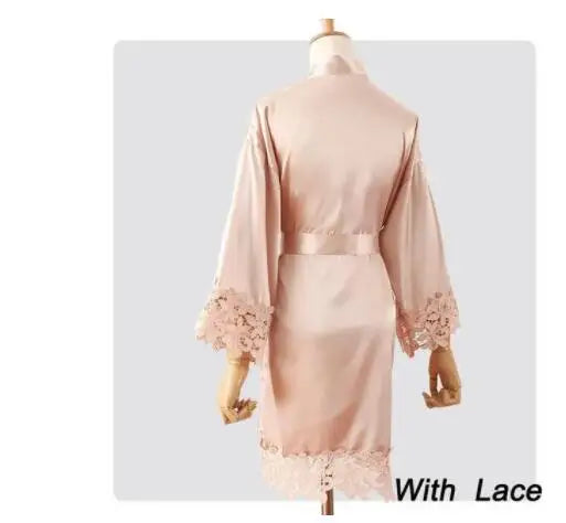 Summer Lace Sleepwear Bride&Bridemaid Wedding Robe Gown Solid Embroidery Kimono Bathrobe Women Casual Home Night Dress M L Xl