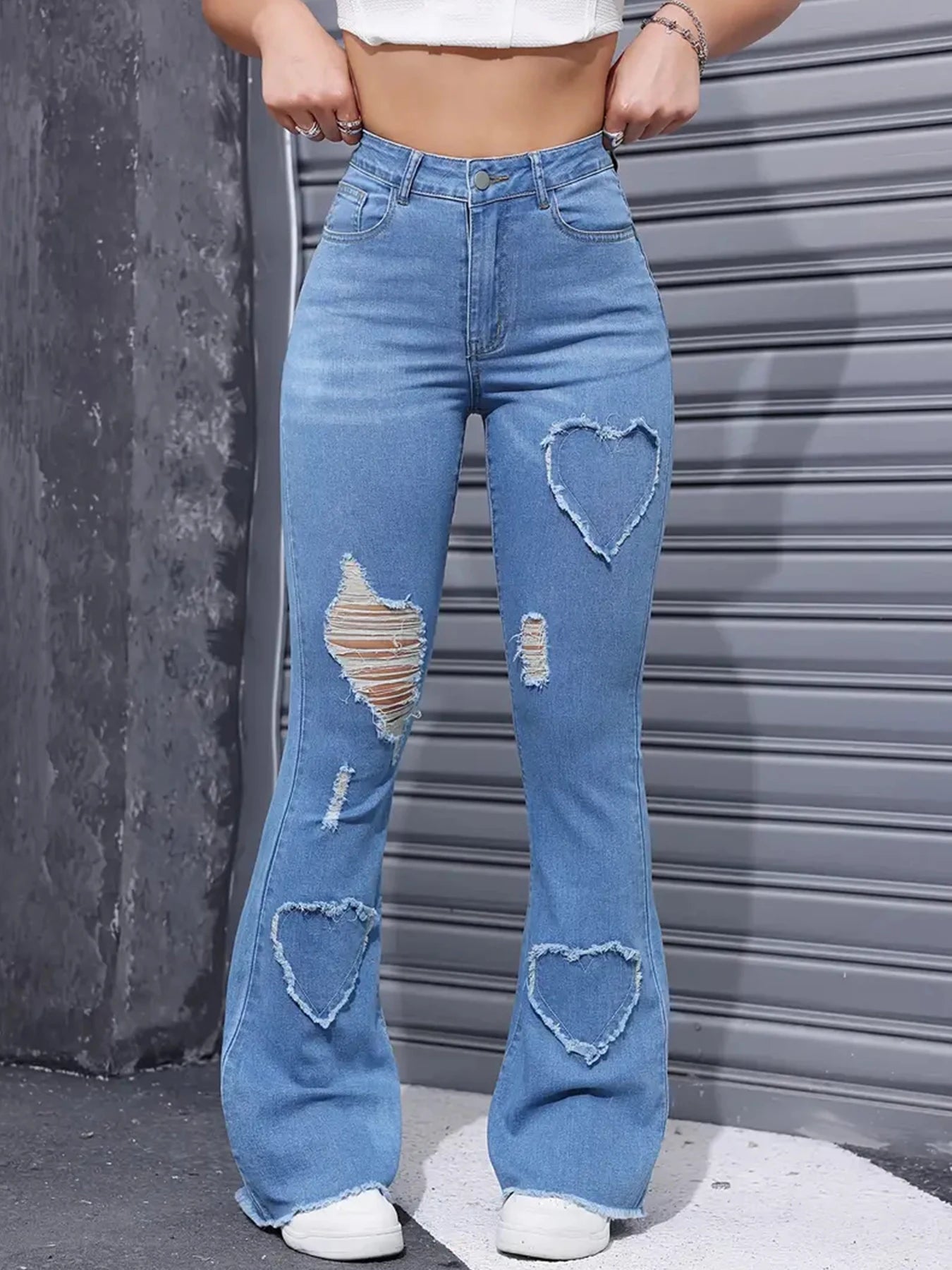 2025 Women's New Distressed Jeans, Embroidered Patch Fabric, High Elasticity, Fashionable and Versatile, Comfortable jeans Women