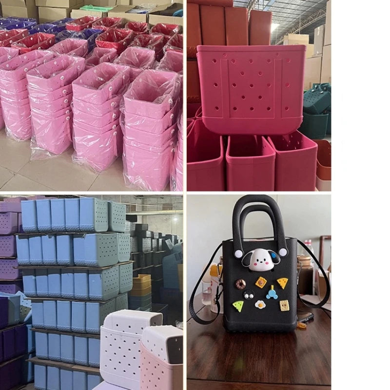 Beach Bag Waterproof Tote Handbag EVA Beach Basket Child High Capacity Multi-Purpose Handbag Fashion Kid Beach Storage Bag