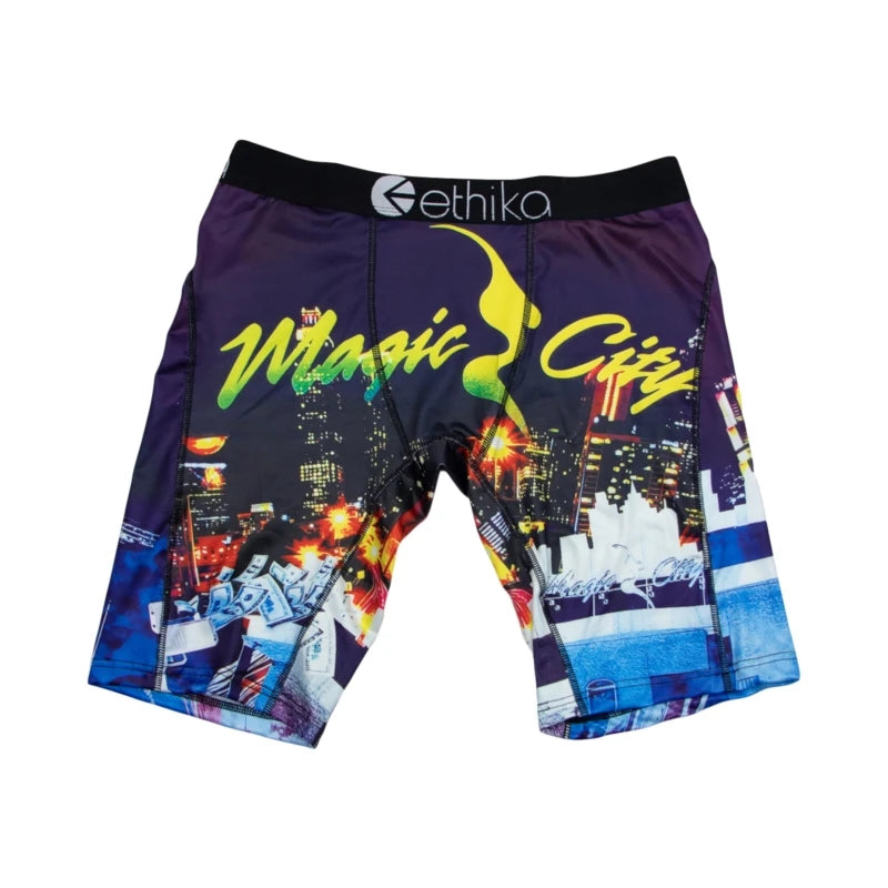 ETHIKA 1Pcs Men Underwear Boxers Breathable Mesh Crotch Man Underpants Plus Size L-3XL Mens Panties Printed Men's Boxers Briefs