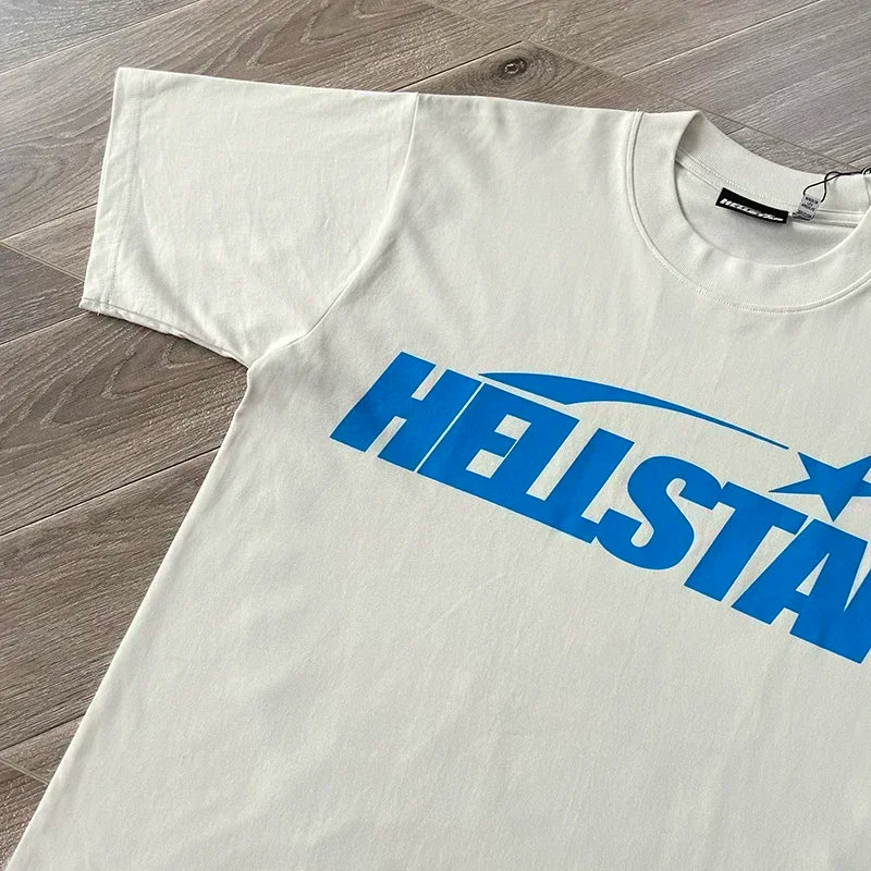 HS Gel Sport Logo Cotton wash short sleeve T-shirt European and American fashion