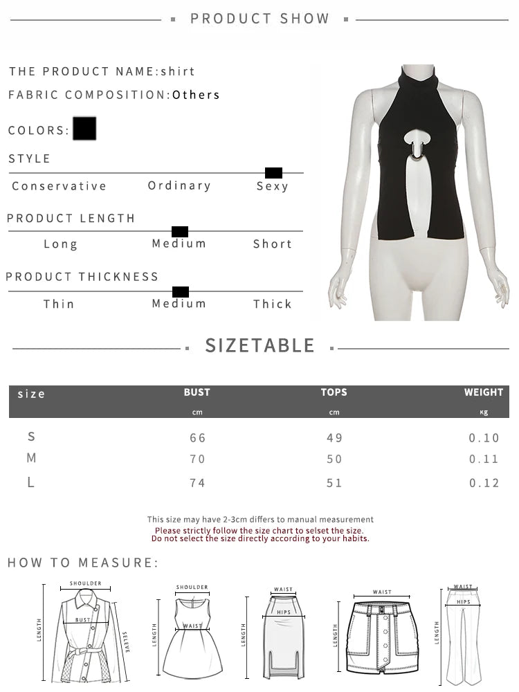 Weird Puss Metal Ring Tank Tops Women Y2K Chic Split Navel Backless Coquette Buttons Halter Sexy Hottie Midnight Wild Basic Vest
