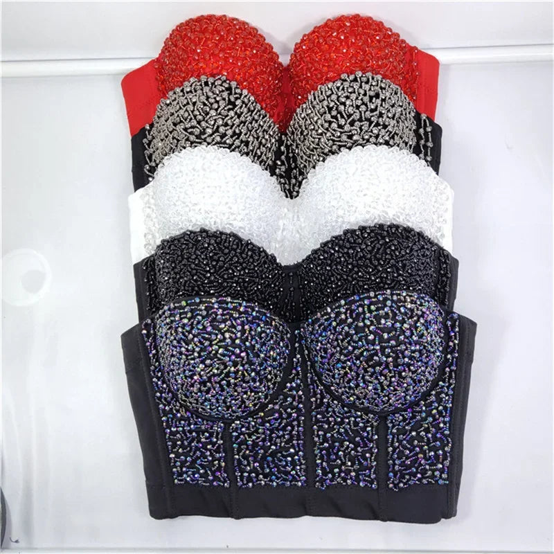 Bling Rhinestone Corset, Luxury Woman Clothes