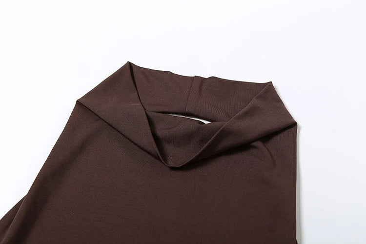 Weird Puss Simple Hollow 2 Piece Set Women Summer Halter Swing Collar Backless Crop Tops+Long Skirts Vacation Matching Outfits