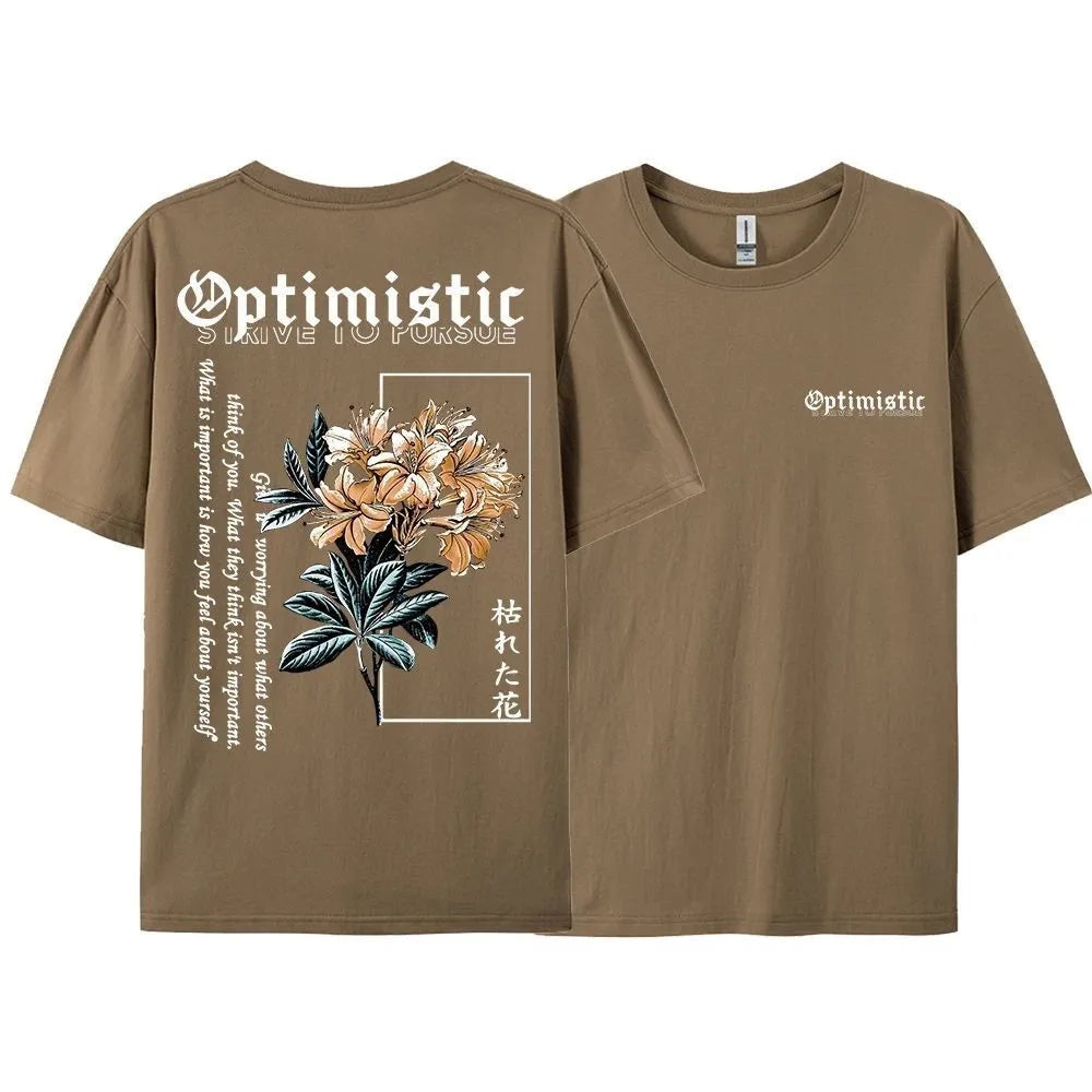 Summer men's breathable and comfortable round neck T-shirt optimistic and enterprising Harajuku printed outdoor casual top