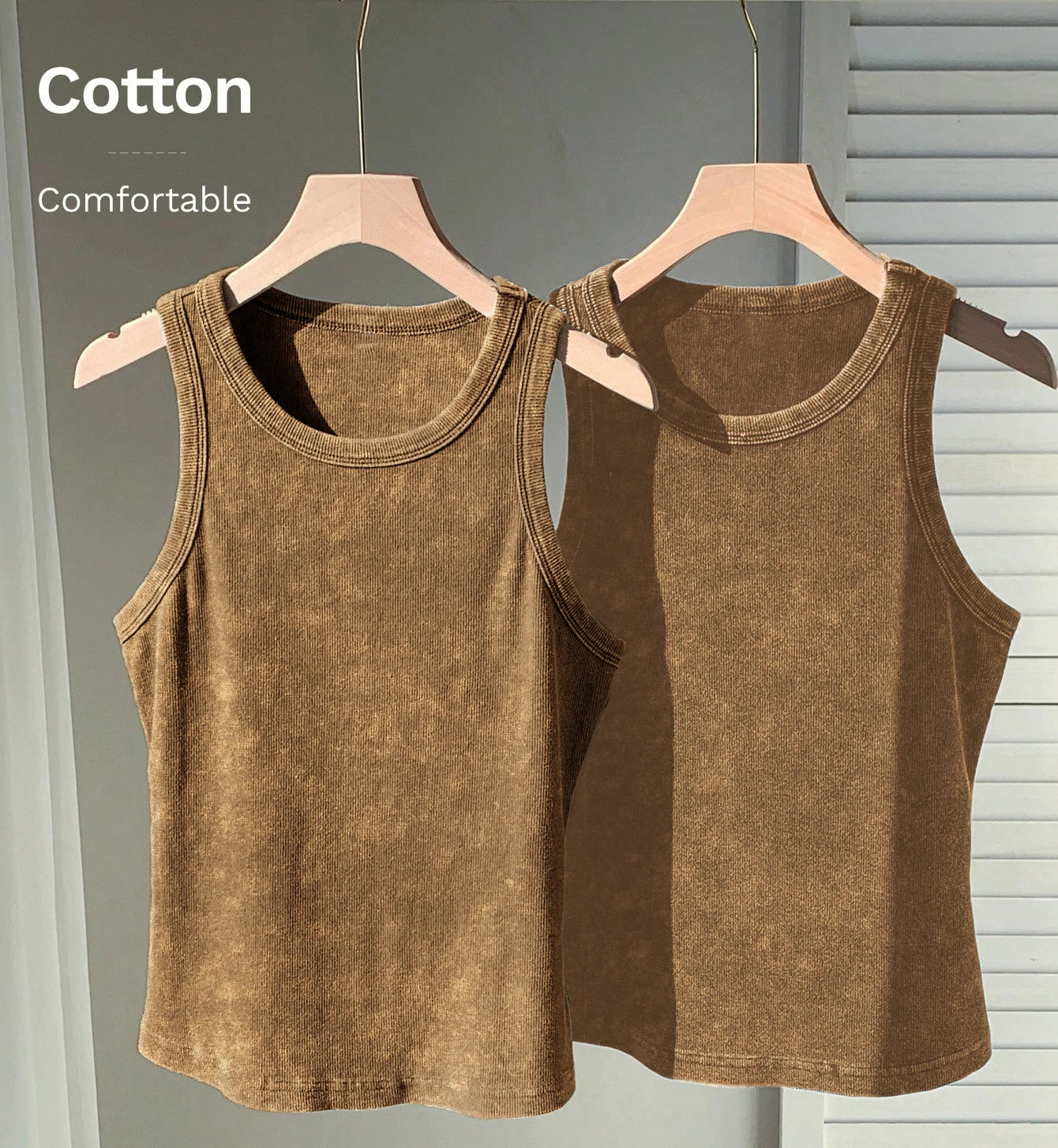 2PCS 100% Cotton Solid Color Washed Vest Womens Summer Casual Tank Top Y2K Sleeveless Clothes Soft Comfortable Sportswear