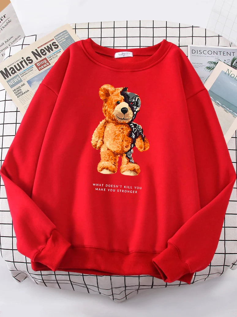 Teddy Bear Show You What I Am Really Look Like Hoodie Female Hipster Oversize Hoody Casual Sweatshirt Streetwear Soft Pullovers