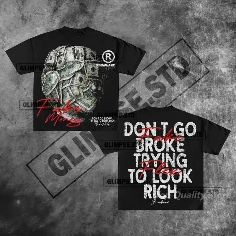 HLJ&GG Y2K Retro Pattern Printing Loose Tshirts Women Round Neck Short Sleeve Oversize Tops Fashion Female Cotton Top Streetwear