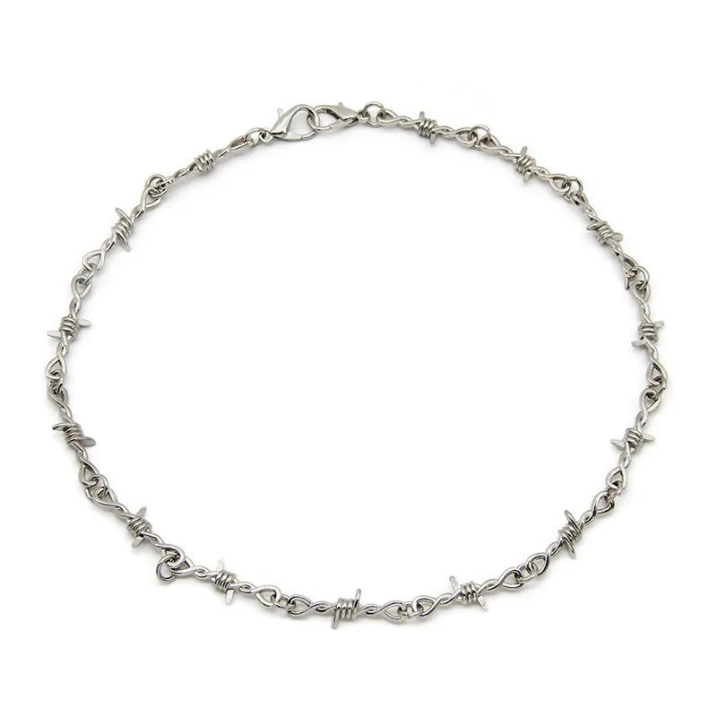 ZAKOL Fashion Iron Unisex Choker Necklace Women Hip-hop Gothic Punk Barbed Wire Little Thorns Chain Choker Jewelry Gifts