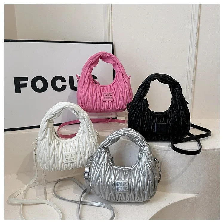 2025 New! Women's Niche Pleated Dumpling Bag – Mini Portable, Summer Trendy, Lightweight Fabric & Easy-Carry Messenger