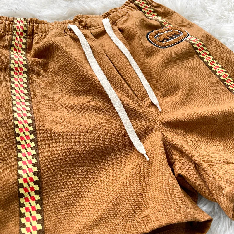 Cactus Jack Shorts Fashion Casual  Loose Color Blocking Patch Black Drawstring Elastic Waist Shorts Men Women Streetwear Pants