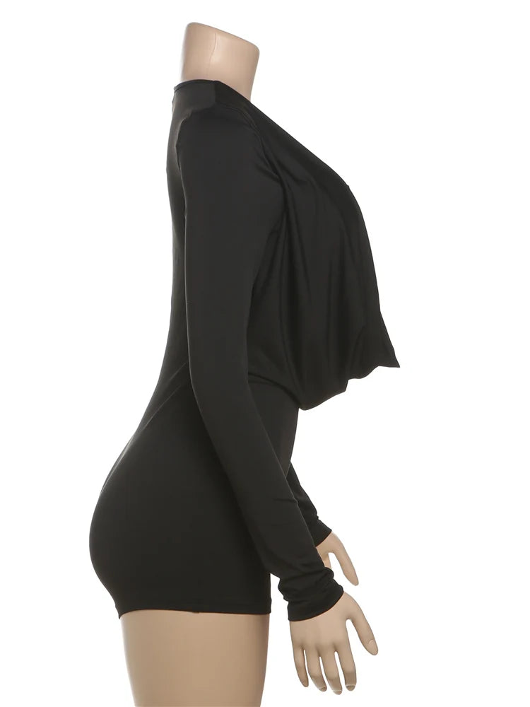 Swing Collar Romper & Metal Buckle Bra Set — Women's Party