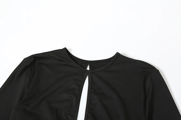Hollow Irregular Backless Full Sleeve Bodycon Dress — Women's
