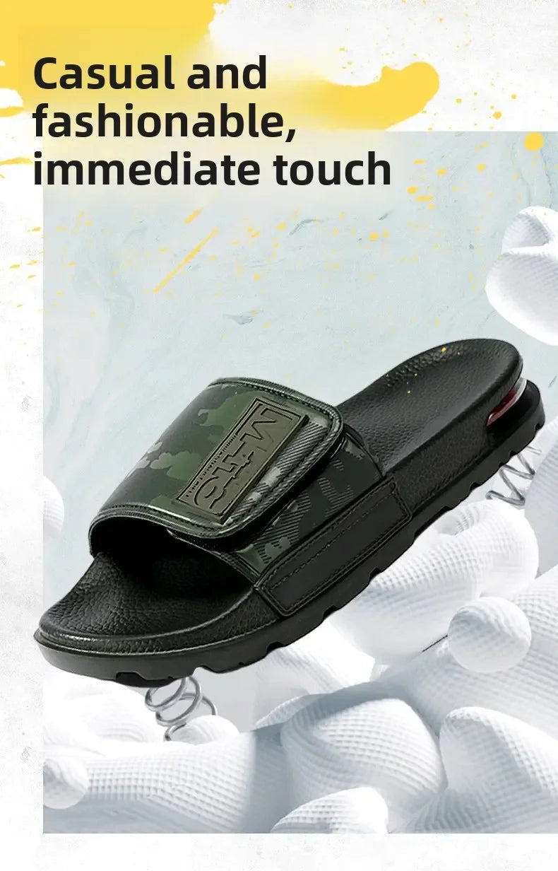 2025 Spring and Summer Trend Fashion Wear Super Soft Slippers Men's Velcro Air Cushion Personality All Casual One Word Slides