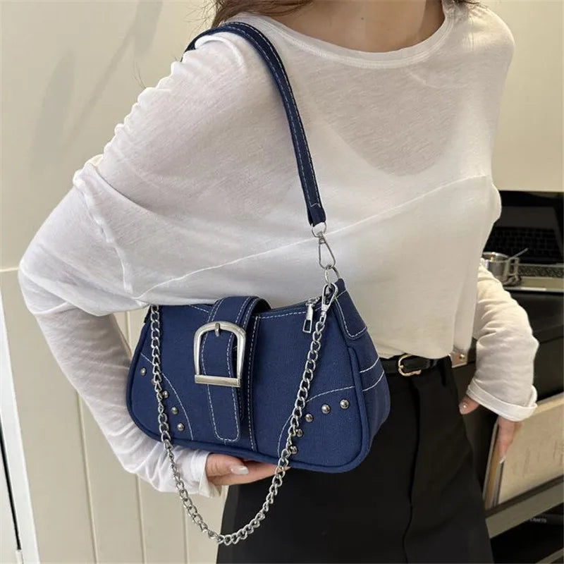 Simple Retro Underarm Bag Fashionable Trend Casual Shoulder Bag Canvas Casual Texture Crossbody Bag for Women