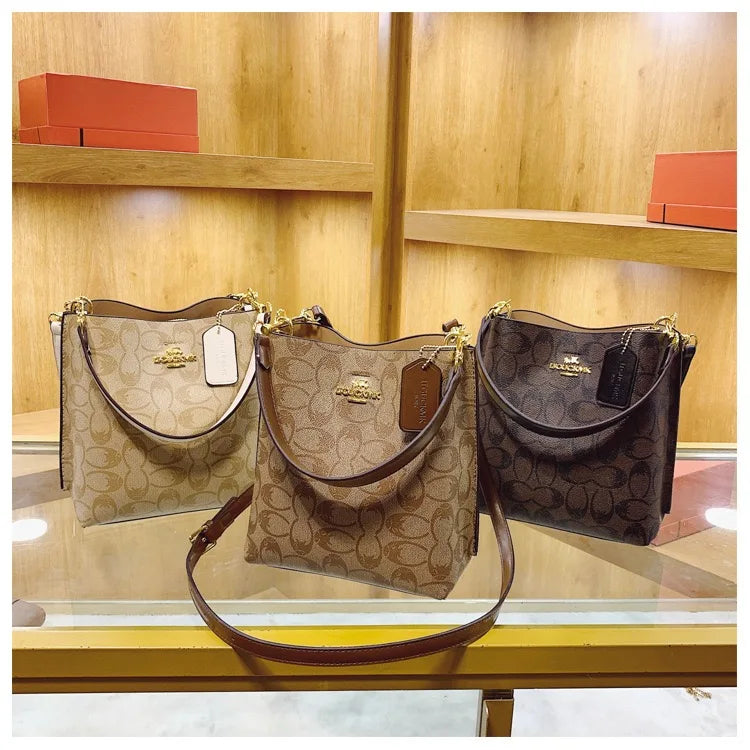 Hot women's handbag PU luxury fashion brand designer large capacity bucket classic shopping trip women's underarm bag