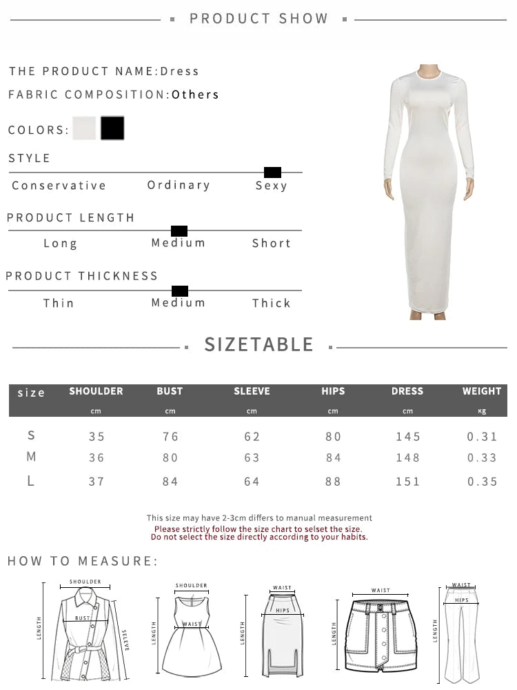 Weird Puss Backless Dress Women Sexy o-Neck Full Sleeve Adjustable Straps Autumn Fashion Skinny Simple Midnight Maxi Bodycon