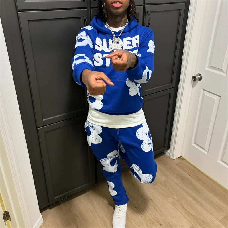 Y2k Aesthetics Winter Men's Sweatshirt Gothic Hip Hop Flowers Graphics Vintage Slim Hoodie Punk Grunge Long Sleeve Couple Jacket