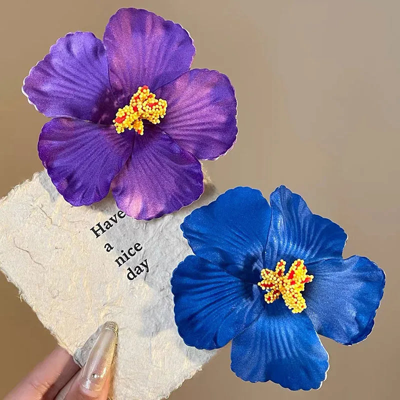New 10cm Simulated Flower Hair Clip Headband Colorful Flower Swimsuit Tourist Beach Photography Hair Accessory for Beach Travel
