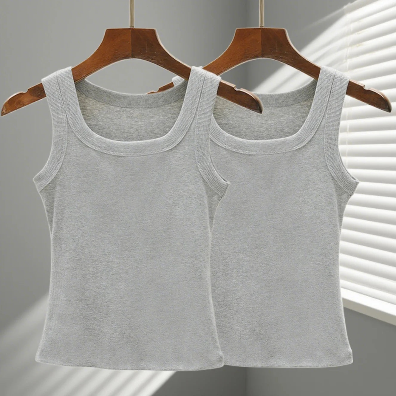 2PCS 100% Cotton Solid Color Washed Vest Womens Summer Casual Tank Top Y2K Sleeveless Clothes Soft Comfortable Sportswear