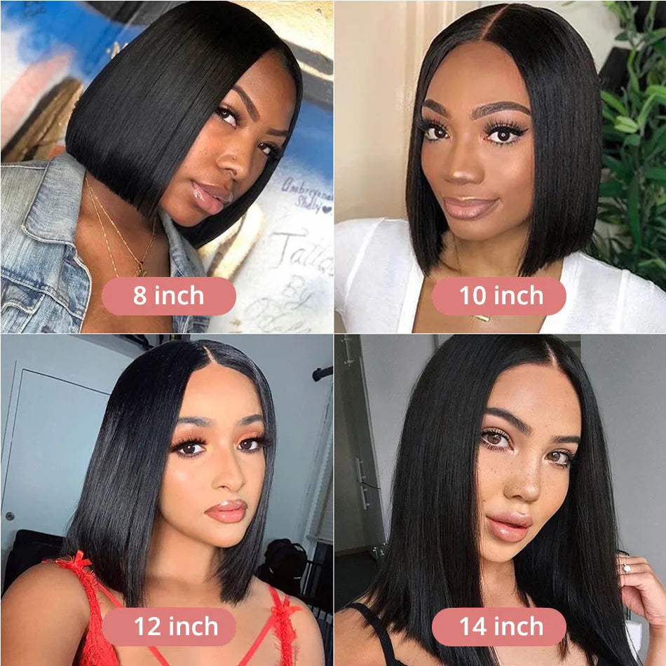 Short Bob Wigs Bone Straight 13x4 13x6 Hd Lace Front Wig Pre Cut 7x5 Glueless Wig Human Hair Ready to Wear And Go 250% Density