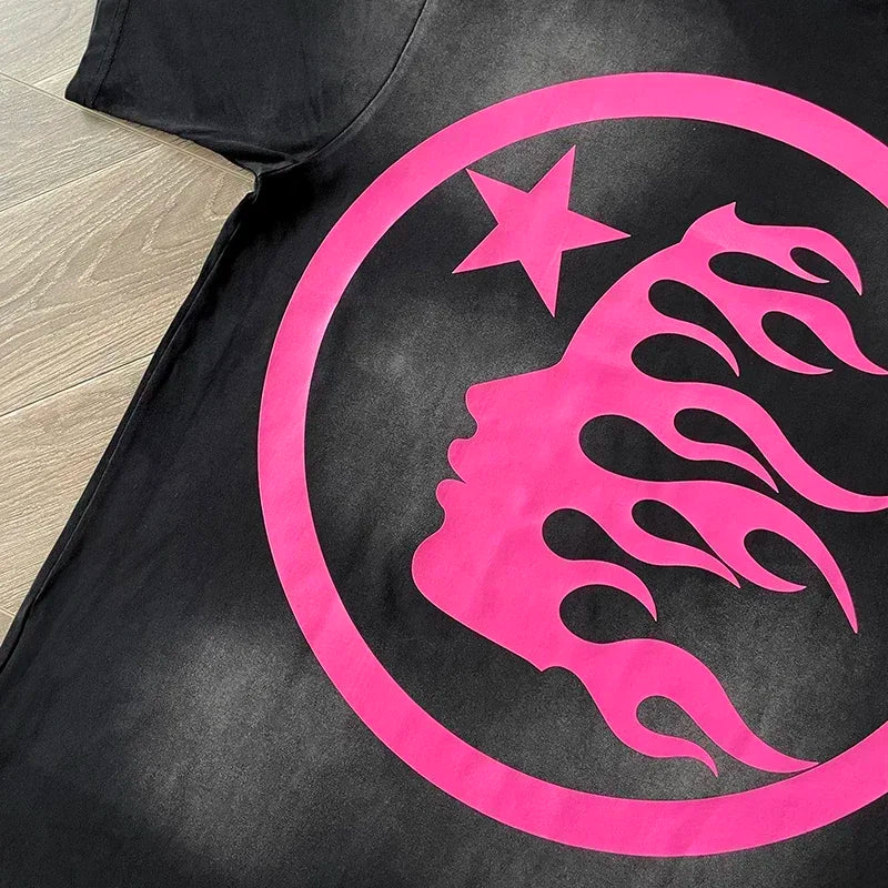 HS Gel Sport Logo Cotton wash short sleeve T-shirt European and American fashion