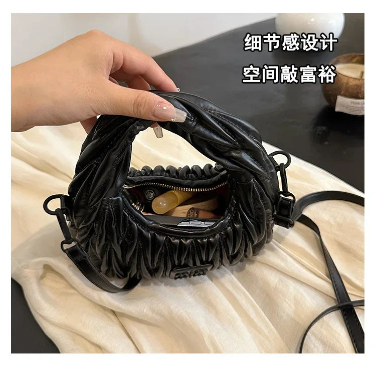 2025 New! Women's Niche Pleated Dumpling Bag – Mini Portable, Summer Trendy, Lightweight Fabric & Easy-Carry Messenger