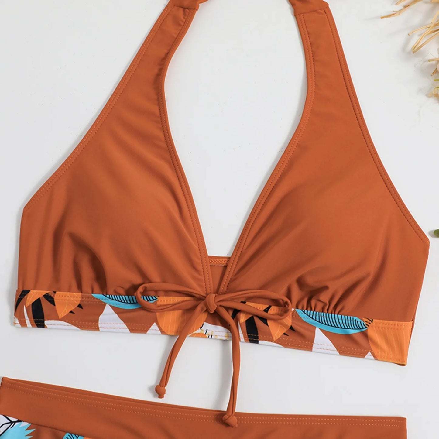 Shorts Bikinis Set  High Waist Swimsuit Women Swimwear  Plant Print Bathers Bathing Swim Suit Beachwear