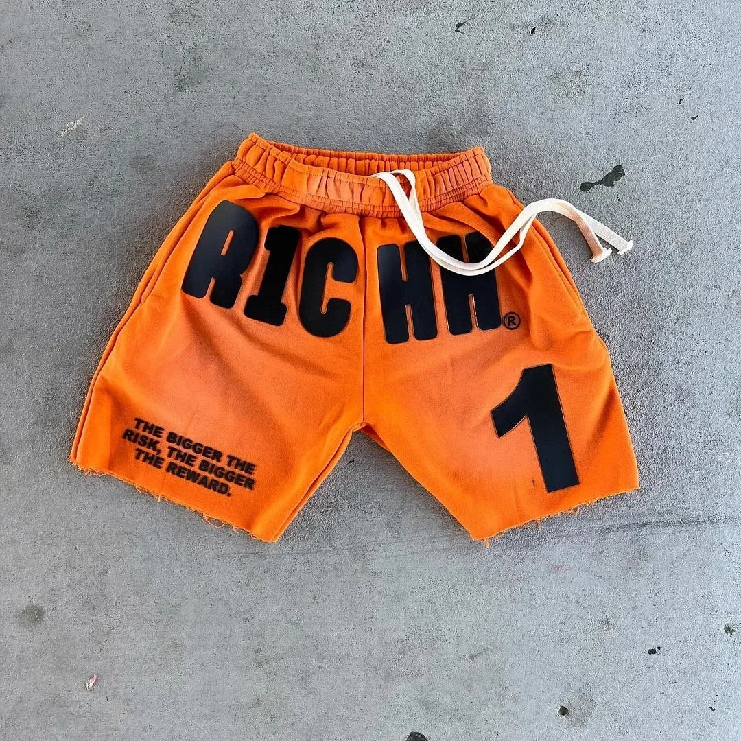 American Tide Letter Printed Shorts Men Women Solid Color Cotton Casual Sports Shorts Summer Commuting Couple Five Minute Pants