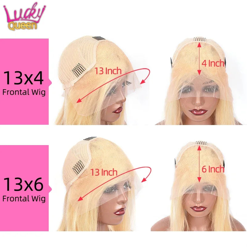 Rose Pink Highlight 613 Colorful Wig 13x6 Frontal Human Hair Body Wave Pre Plucked For Women Transparent Lace Wig 180 Density