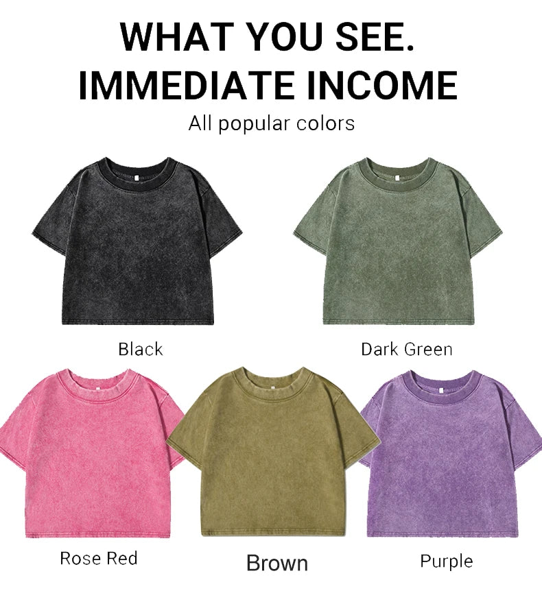 Slim Retro T-Shirt Solid Color Women Fashion Cotton Tee Tops Casual Sport Short Sleeve Cool Washed Streetwear For Female