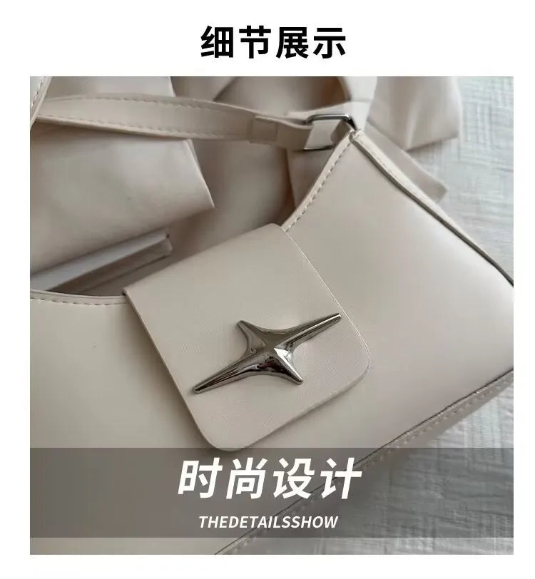 Solid color armpit bag, women's fashion new style | Casual texture shoulder bag, summer minimalist baguette bag