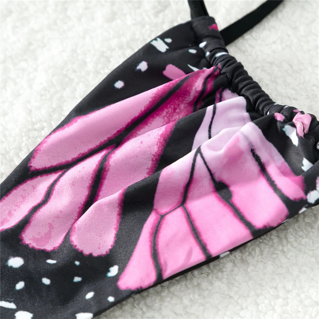 S - XL Sexy Printed Halter Padded Bikini Female Swimsuit Women Swimwear Two-pieces Bikini set Bather Bathing Suit Swim V4910
