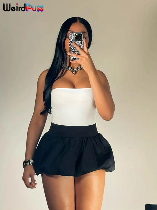 Weird Puss Ball Gown Skirts Women Y2K Hottie 2024 Summer Trend Midnight Waistband Miniskirts Birthday Streetwear Wild Bottoms