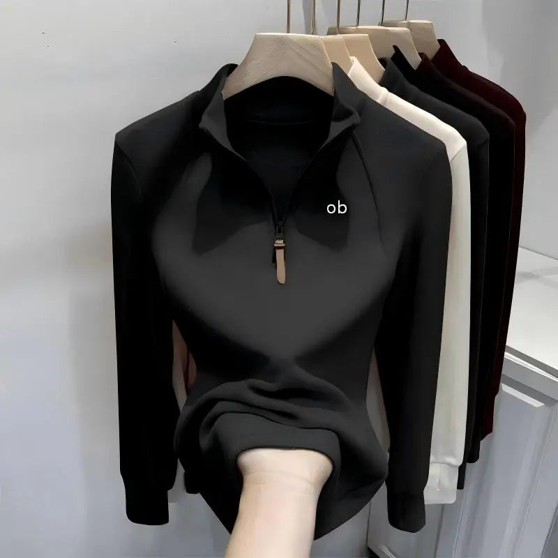 2026 New Half-Neck Half-Zip Long-Sleeved Women's Sweater for Layering or Solo Wearing in Autumn for Fitness  1