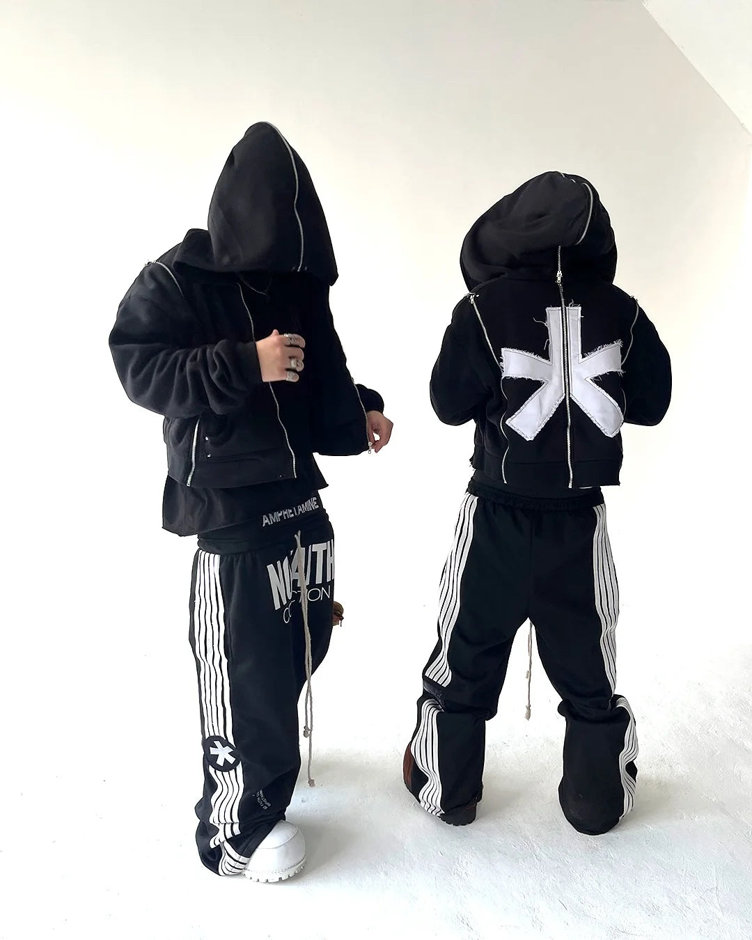 Y2K trendy Gothic English letter embroidered printed striped men sportswear pants retro Harajuku high Street punk casual pants