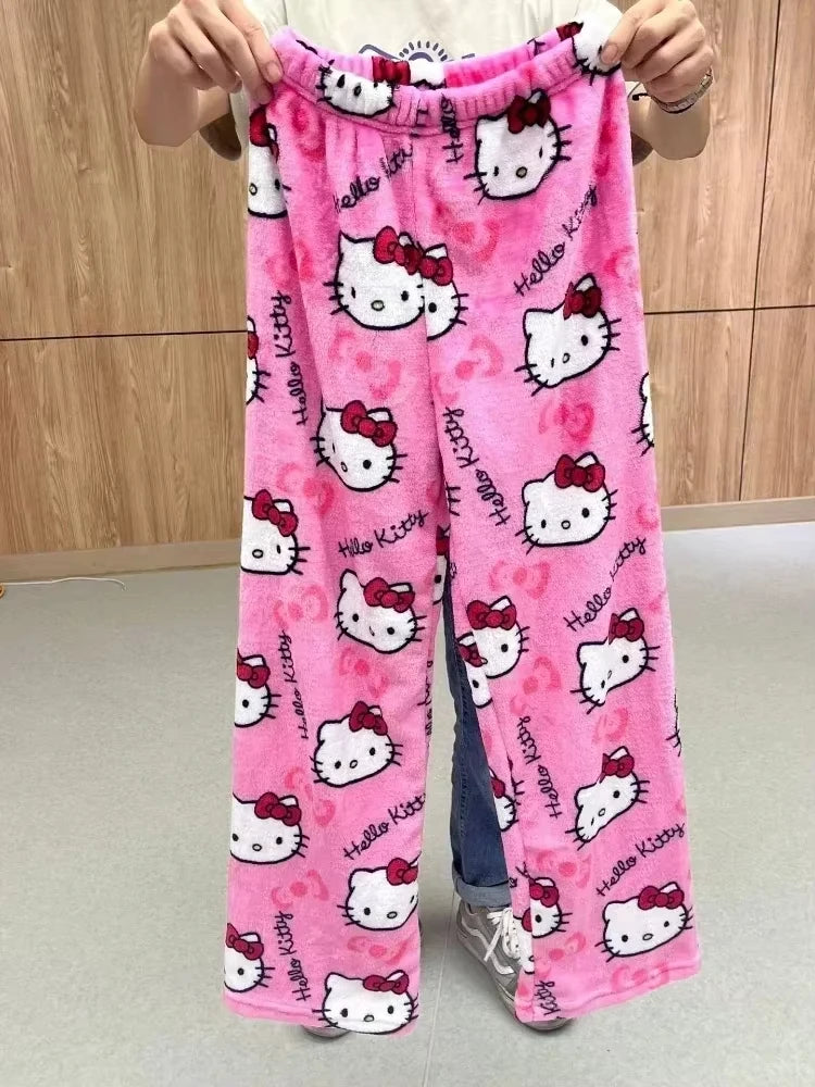 2025 MINISO New Hello Kitty Long Sleeved Quick Drying Casual Women's Daily Long Pants Breathable Cartoon Cute Sports Pants