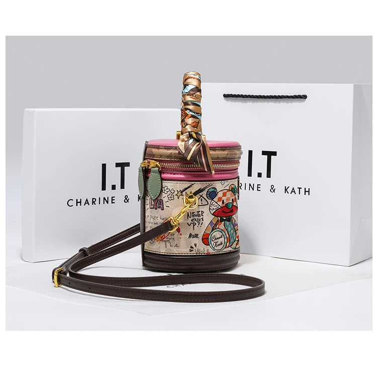 Women's handbag 2023 new fashion designer cylinder bag handbag single shoulder crossbody women's bag small bag