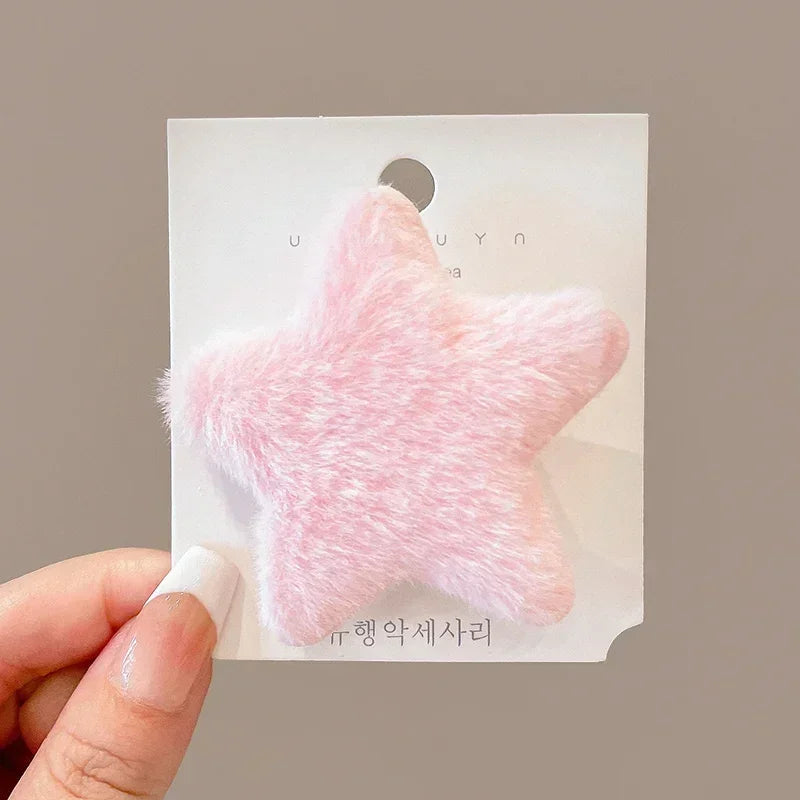 1/12pcs Plush Star Y2K Star Mini Star Hairpin Sweet Child Handmade Cute BB Pins Hairpin Headwear Hair Accessories Women Girls