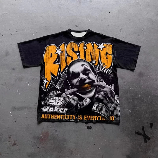 Joker Money On The Street Authenticity Is The Most Important Old Graphics T-shirt Men Y2K Oversize Tshirt Streetwear Women Tops