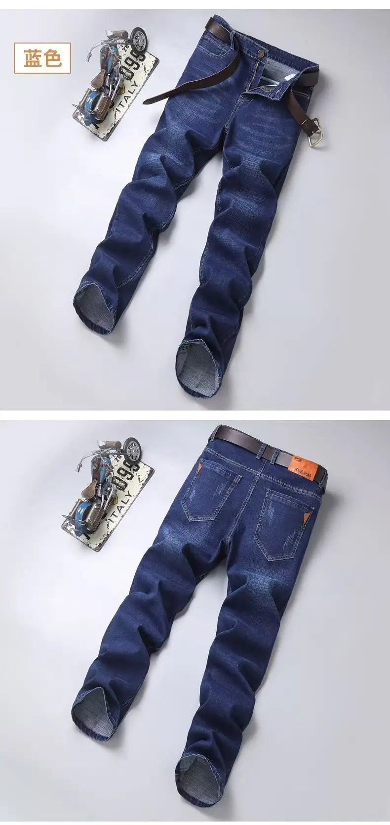 2025 Spring/Summer New Men's Jeans Micro Elastic Loose Straight Tube Business Casual Men's Pants Boutique Denim Series