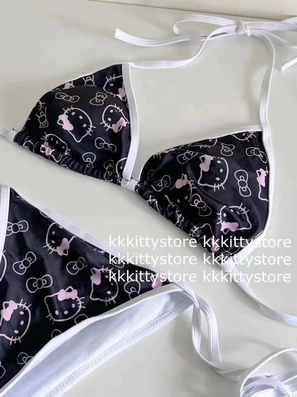 Sanrio Hello Kitty Kawaii Bikinis Set Cute Cartoon Anime Summer Beach Soft Side Strappy Panties Kawaii Swimsuit Sexy Bikini Y2k