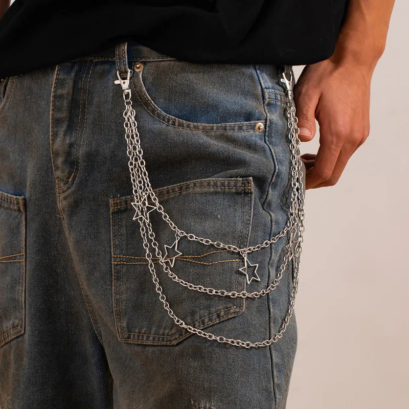 Fashion Punk Metal Pants Chain Hip Hop Waist Chain Cross Pendant Jeans Chain For Men Women Accessories Gifts