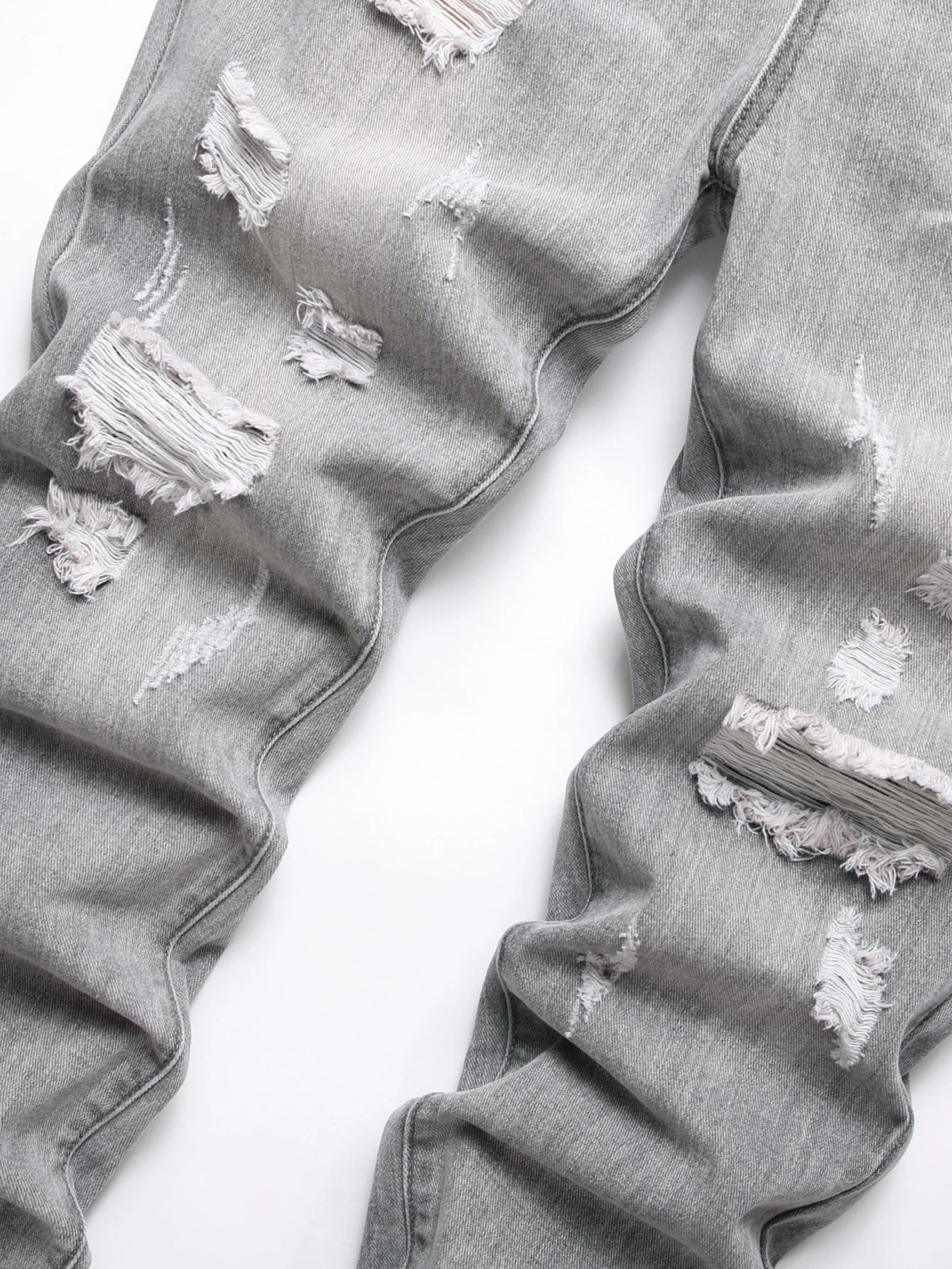 Denim Jeans Slim Fit Comfort Straight Leg Casual Mid Waist Denim Pants Grey Trousers Men Clothing
