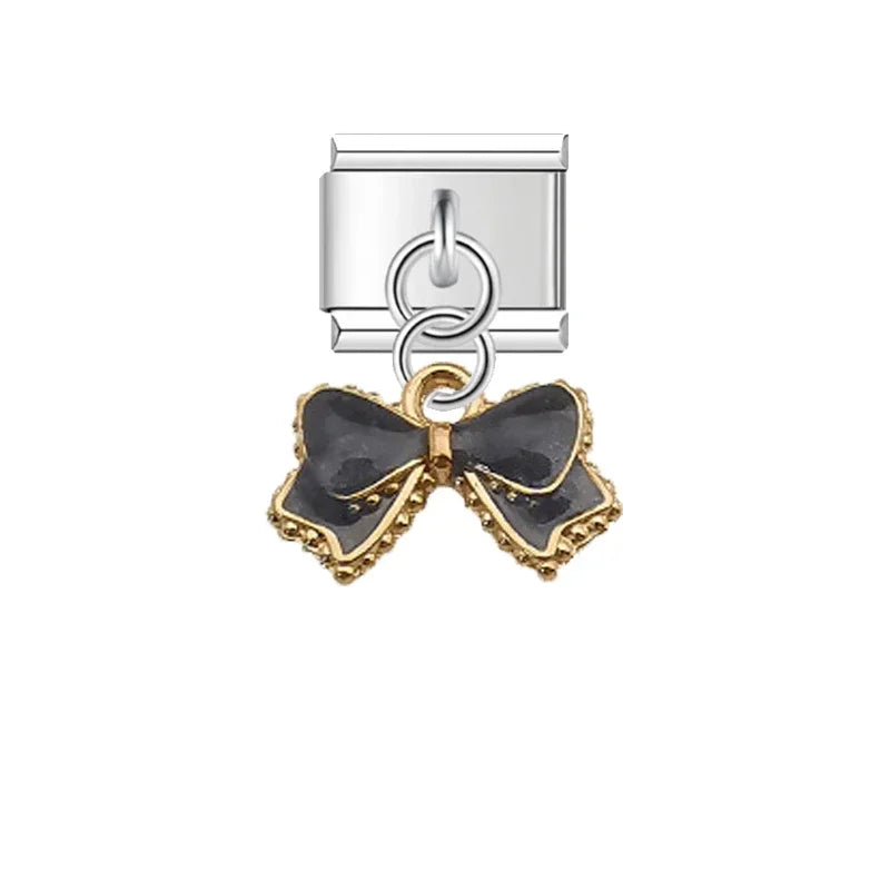 2025 NEW Popular Bow Anchor Pendant Elastic Charm Italian Links Fit 9mm Modular Bracelet Making DIY Jewelry Bulk