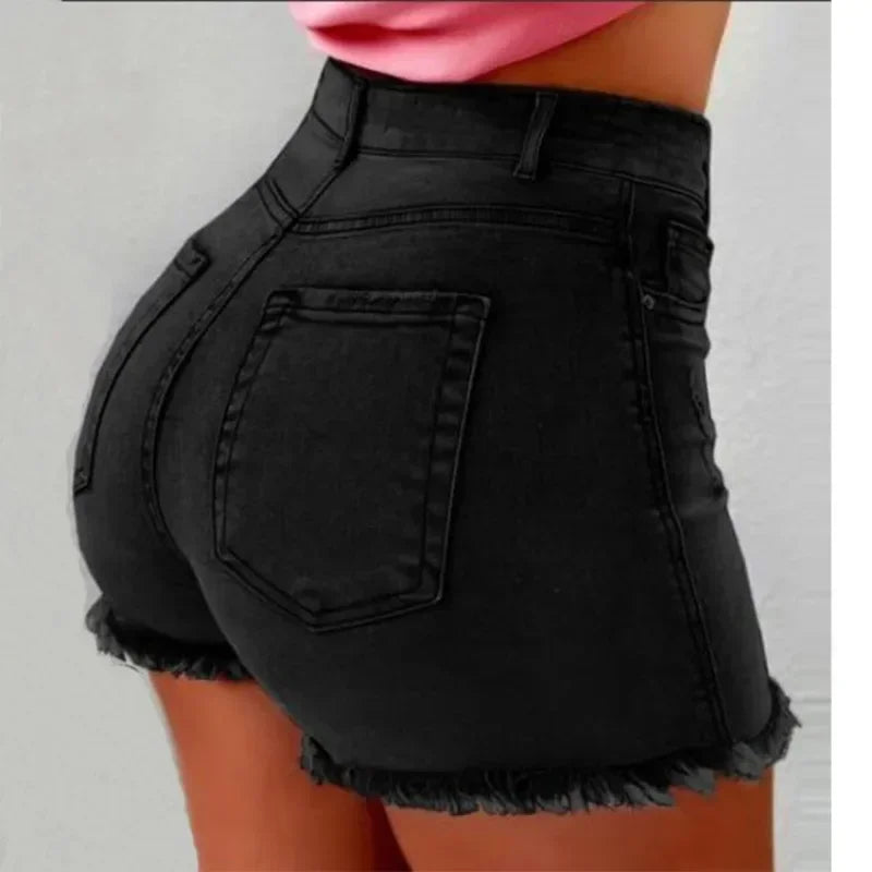 High Waist Hot Pants Women's Jeans Available in Multiple Colors Women's jeans Stretch Shorts Stretch Tassel Distressed