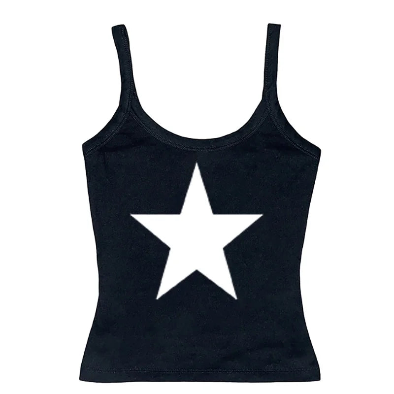 Gothic Star Print Streetwear Vintage Harajuku Punk Grunge Crop Top Casual Women's T-Shirt E-girl Baby Tee Slim Y2k Clothes