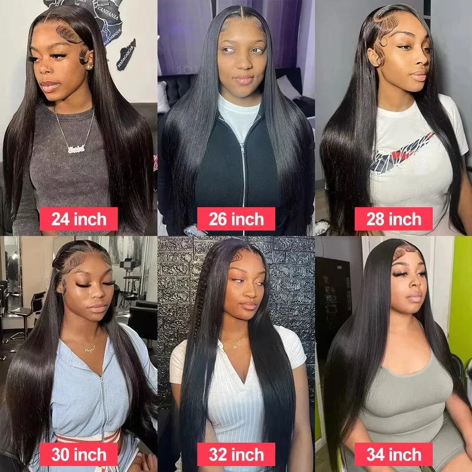 No Silk Human Hair 30 Inch HD Lace Wigs Straight Pre Cut 5x5 4x4 Glueless Closure Lace Human Hair Wigs 200% Wear And Go Wig