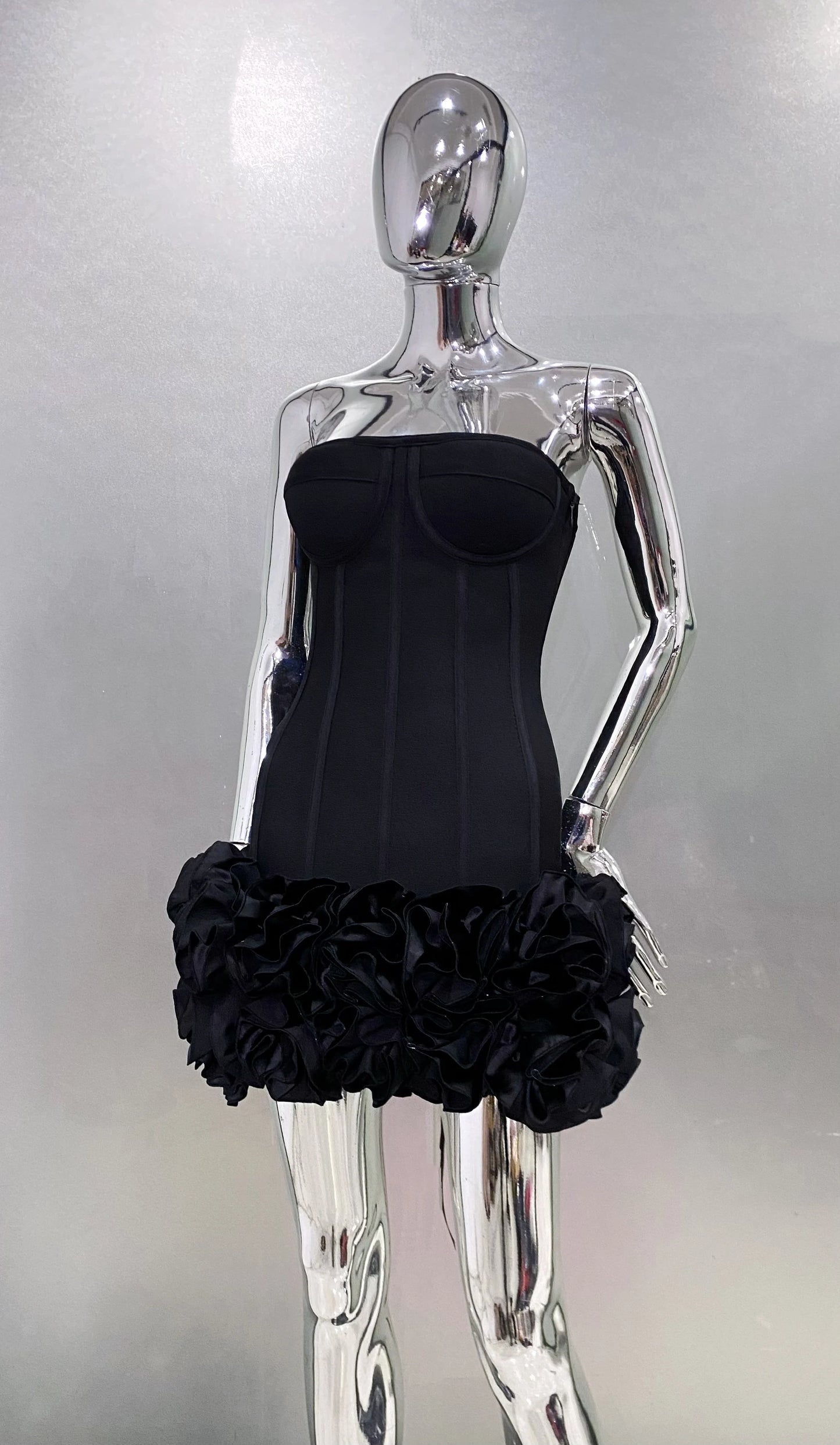 Red Color Women Sexy Strapless Ball Gown Mini Fashion Celebrity Nightclub Party Dress Birthday Cocktail Girls' Outfit